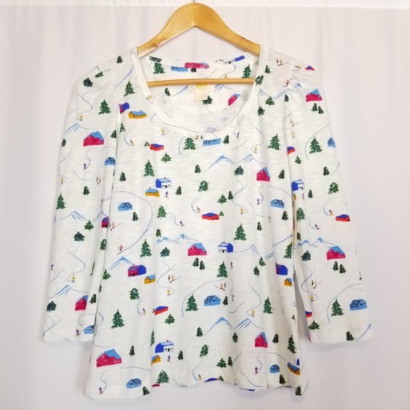 NWT Anthropologie Maeve Ski Themed Audra Cotton Tee Sz XS - Picture 7 of 12